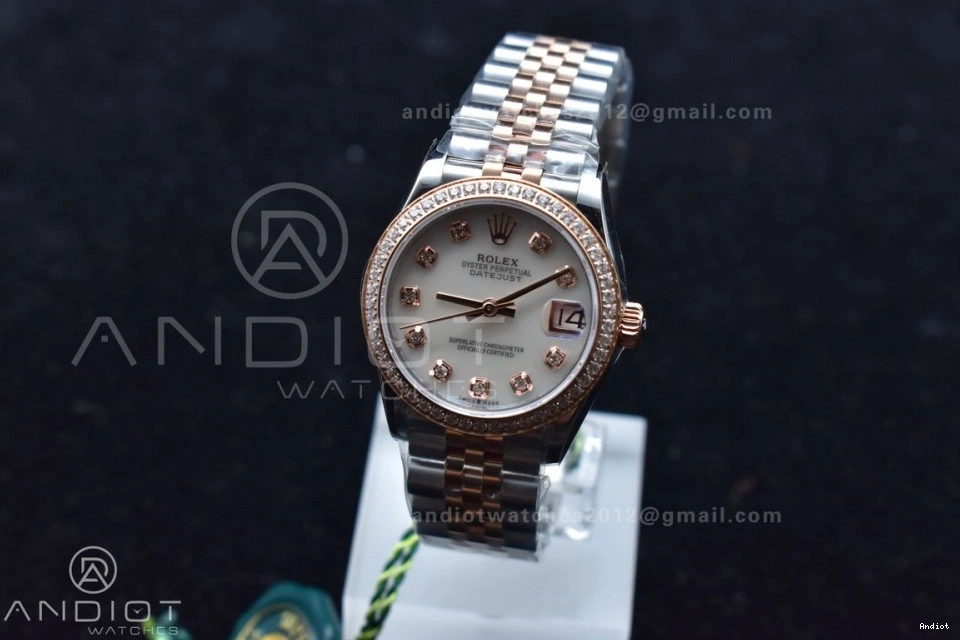 Dial Steel DateJust Silver 31 RG Diamonds 278289 Bezel Markers WF President Bracelet 316L and Syle Ladies on 0522
